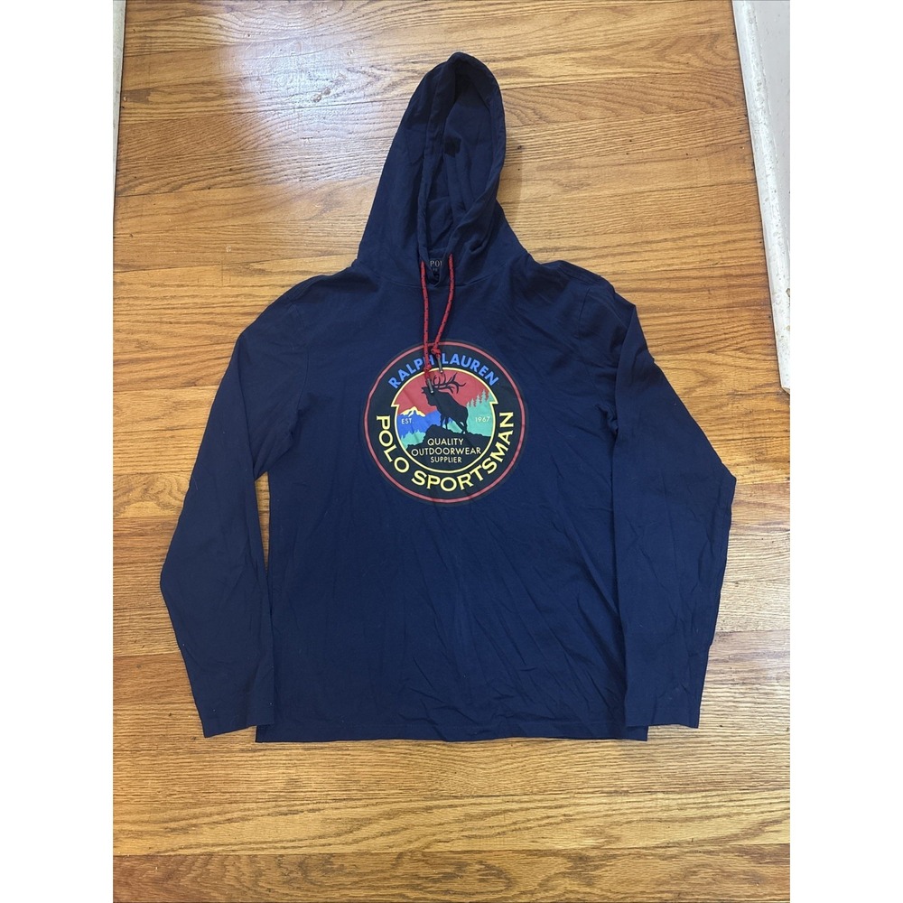 Ralph Lauren Polo Country • Blue Polo Sportsman Hoodie‎ Shirt • Men's Size S